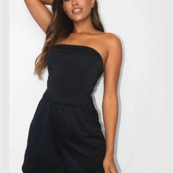 Missguided Shorts Rib Bandeau Jogger Shortplaysuitblack Poshmark